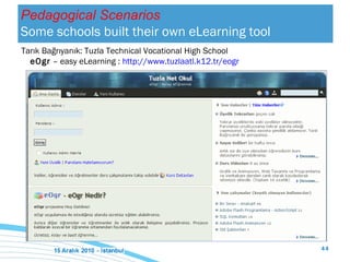 Tarık Bağrıyanık: Tuzla Technical Vocational High School    eOgr  – easy eLearning :  http://www.tuzlaatl.k12.tr/eogr   Pedagogical Scenarios Some schools built their own eLearning tool 