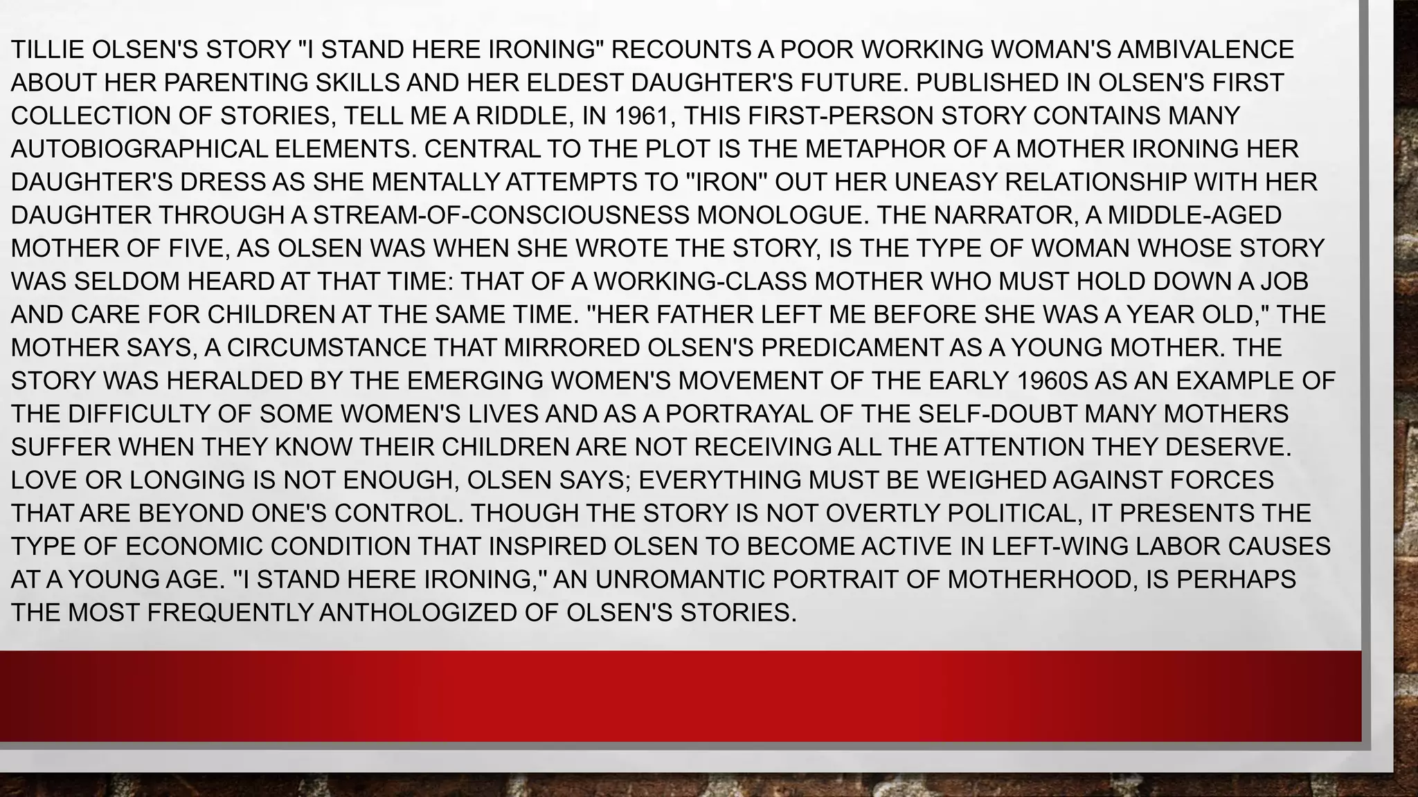 I Stand Here Ironing PPT