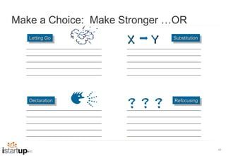 Make a Choice: Make Stronger …OR
   Letting Go
    Letting Go       X   Y   Substitution
                              Substitution




   Declaration
    Declaration
                     ???     Refocusing
                              Refocusing




                                             43
 