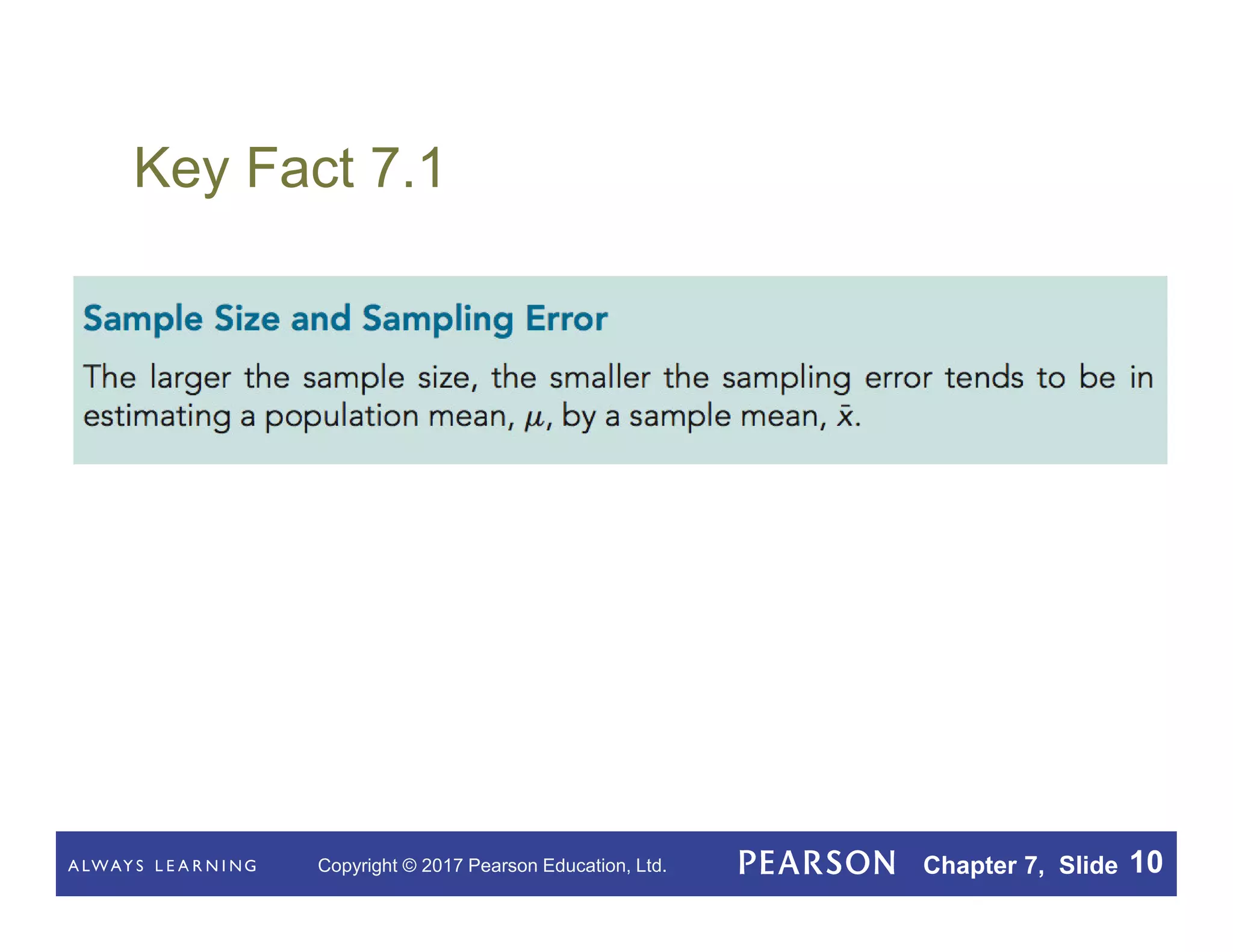 Copyright © 2017 Pearson Education, Ltd. Chapter 7, Slide 10
Key Fact 7.1
 