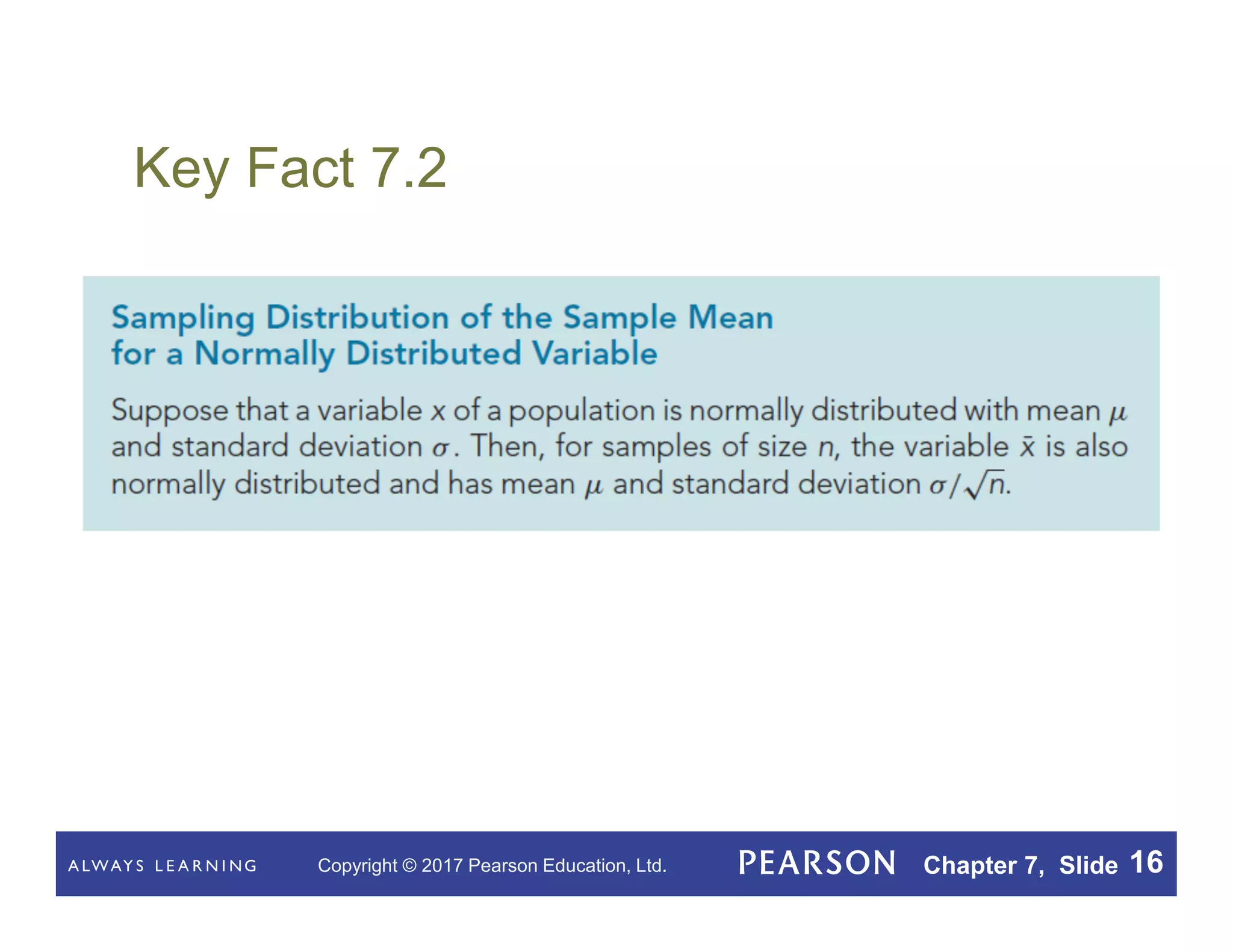 Copyright © 2017 Pearson Education, Ltd. Chapter 7, Slide 16
Key Fact 7.2
 