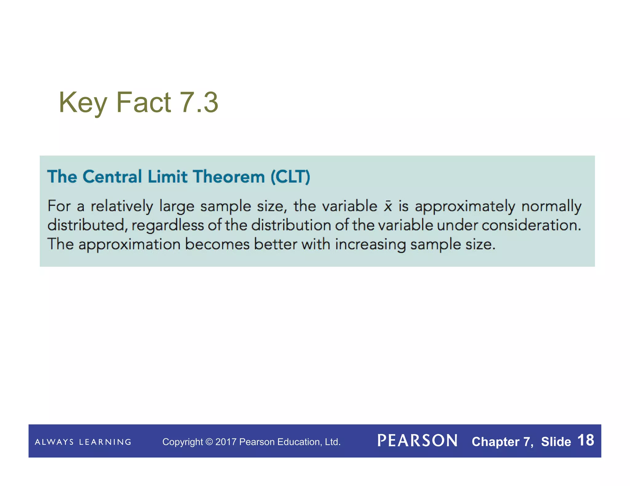 Copyright © 2017 Pearson Education, Ltd. Chapter 7, Slide 18
Key Fact 7.3
 