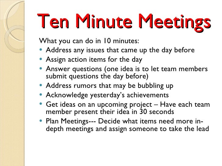 10 minute meetings munites of meeting