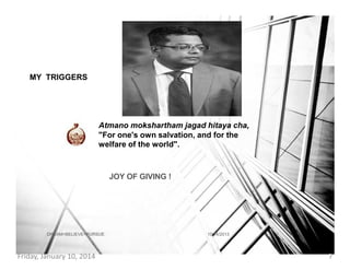 MY TRIGGERS

Atmano mokshartham jagad hitaya cha,
"For one's own salvation, and for the
welfare of the world".

JOY OF GIV...