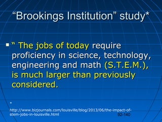 92-140
““Brookings Institution” study*Brookings Institution” study*
 ““ The jobs of todayThe jobs of today requirerequire...