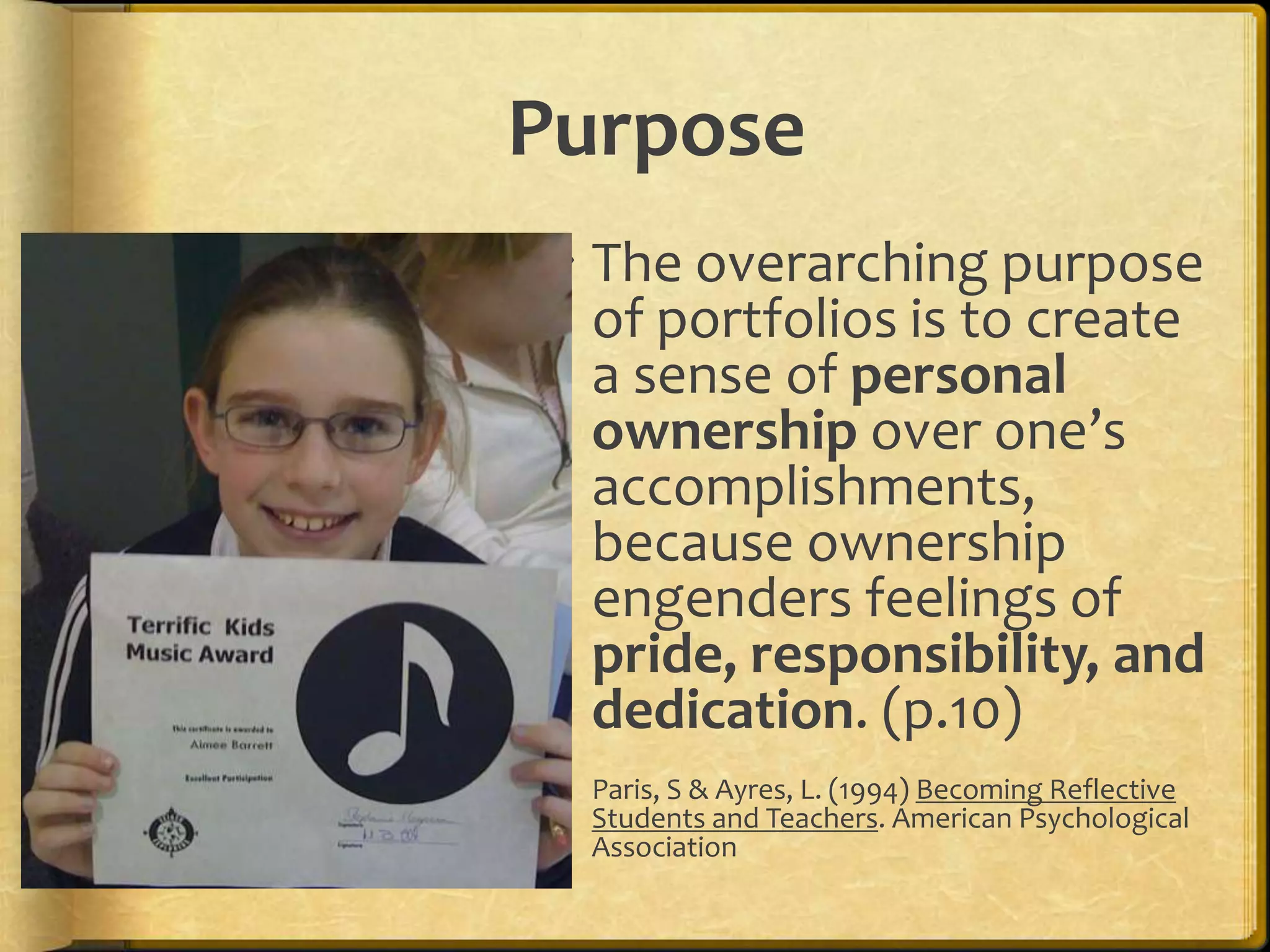 E-Portfolio ComponentsMultiple Portfolios for Multiple Purposes-Celebrating Learning-Personal Planning-Transition/entry to courses-Employment applications-Accountability/Assessment