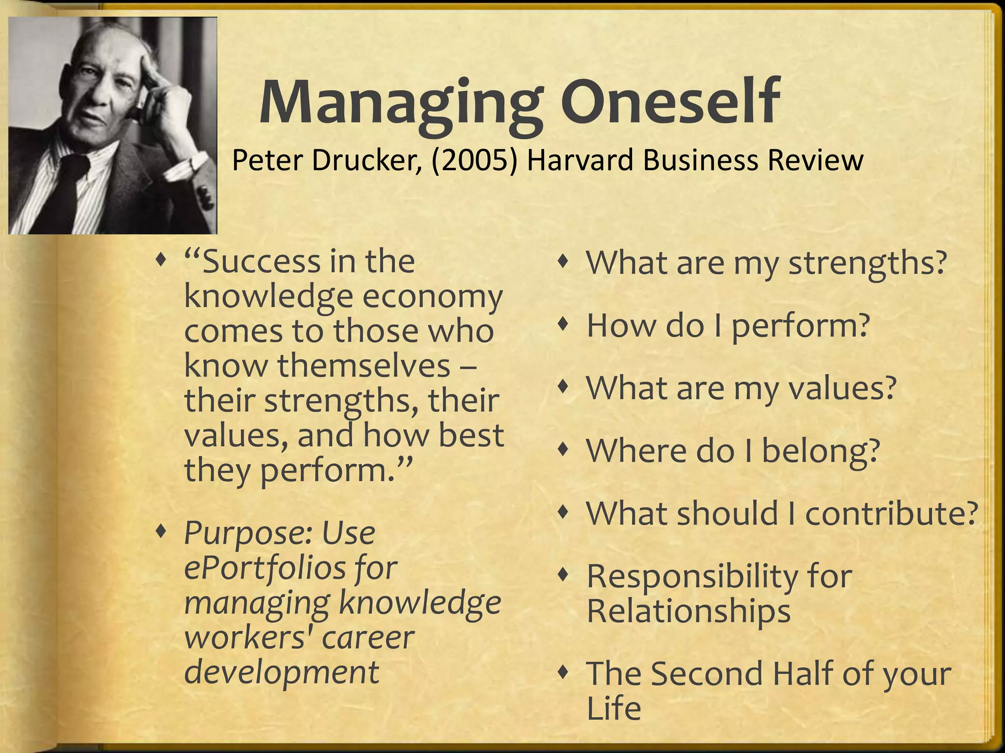 Multiple Purposes of E-Portfolios in EducationLearning/ Process/ PlanningMarketing/ Showcase Assessment/ Accountability"The Blind Men and the Elephant” by John Godfrey Saxe