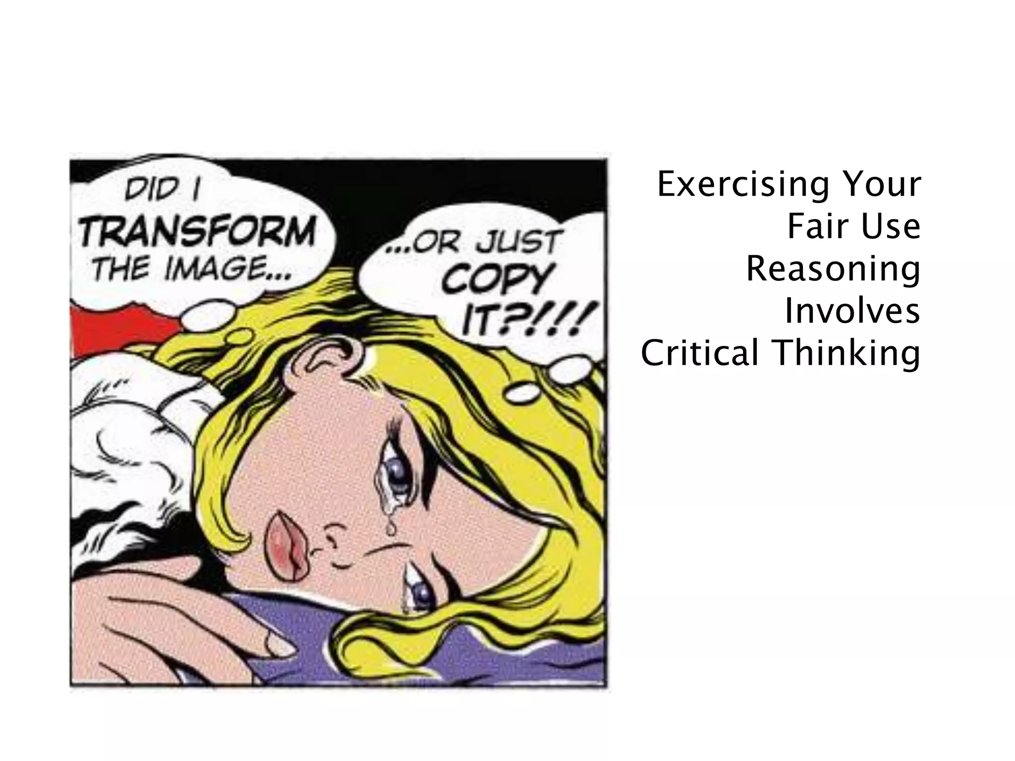 						--Section 107					Copyright Act of 1976The Doctrine of Fair UseFor purposes such as criticism, comment, news reporting, teaching (including multiple copies for classroom use), scholarship or research