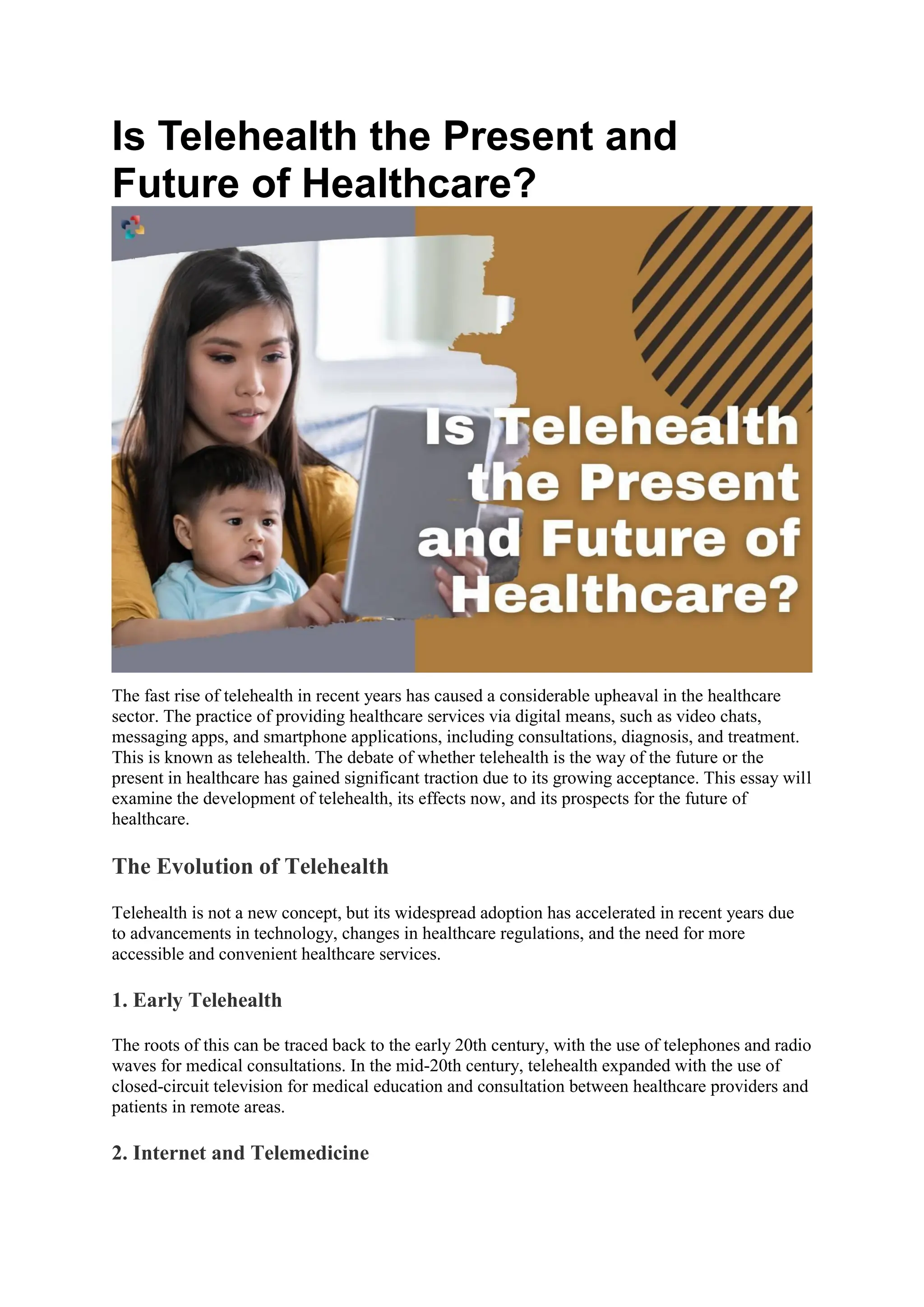 Is Telehealth the Present and Future of Healthcare? | PDF
