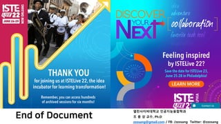 End of Document
열린사이버대학교 인공지능융합학과
조 용 상 교수, Ph.D
zzosang@gmail.com / FB: /zzosang Twitter: @zzosang
 