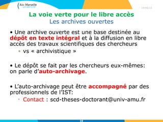 arXiv (physique)
29/04/13
18
Cornell University Library
830,361 e-prints in Physics, Mathematics, Computer Science,
Quantitative Biology, Quantitative Finance and Statistic
Autoarchivage + Interconnexions
Trackbacks, statistiques de consultation, alertes thématiques
Financement pérenne
Cornell University Library
830,361 e-prints in Physics, Mathematics, Computer Science,
Quantitative Biology, Quantitative Finance and Statistic
Autoarchivage + Interconnexions
Trackbacks, statistiques de consultation, alertes thématiques
Financement pérenne
http://arxiv.org/
 