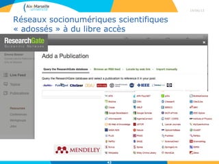 L’Open Access expliqué en vidéo
29/04/13
42
https://www.eff.org/deeplinks/2013/01/three-things-students-can-do-now-promote-open-access
« Three things students can do to
Promote Open Access:
• Watch and show this video
(PhD Comics prod.)
• Discuss with professors and
librarians
• Write on this topic in your blog,
on twitter .. »
• Use Open Access resources
 