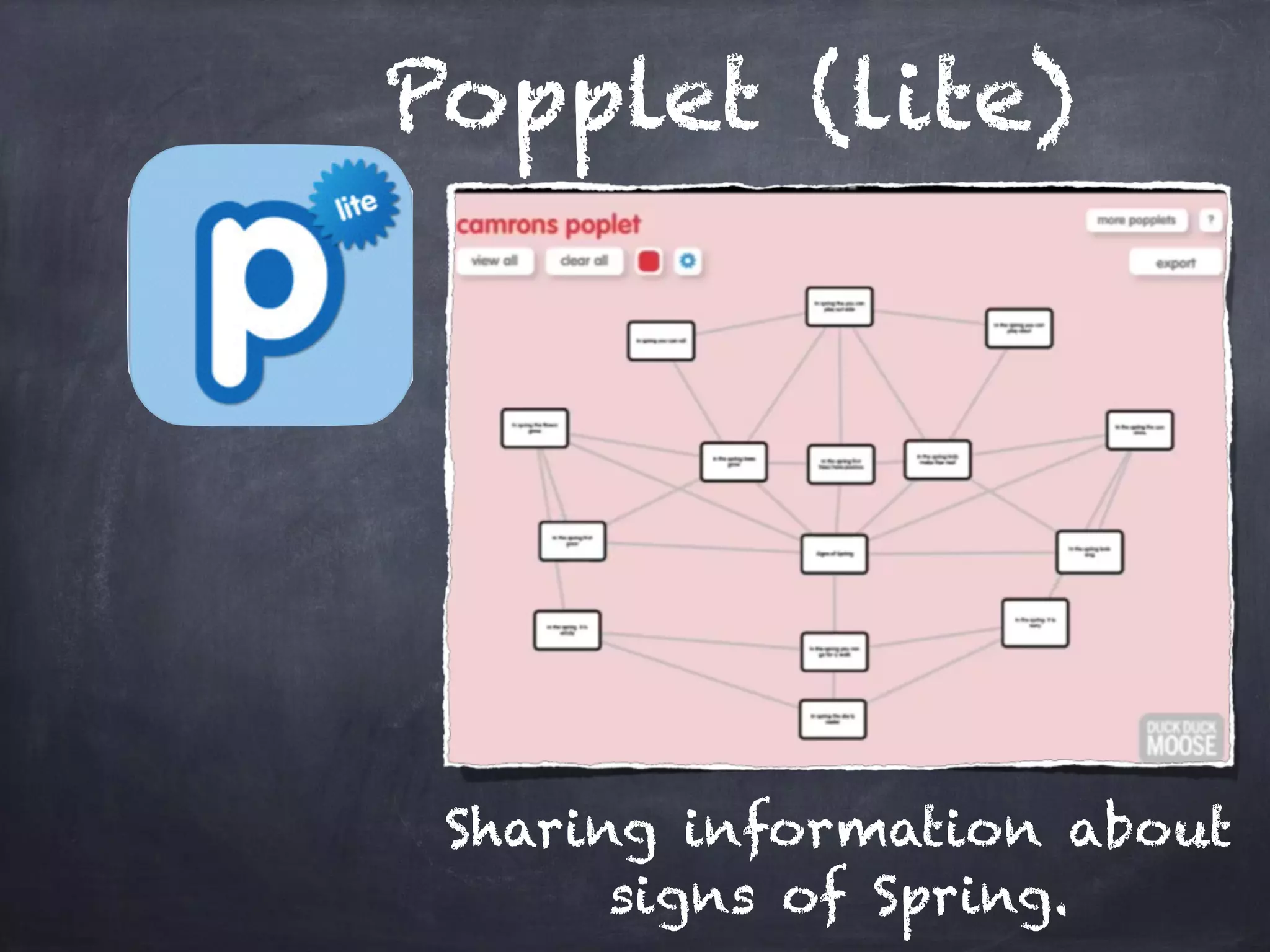 Popplet (lite)
Sharing information about
signs of Spring.
 