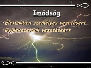 Imádság Életünkben személyes vezetésért Gyülekezetünk vezetéséért 