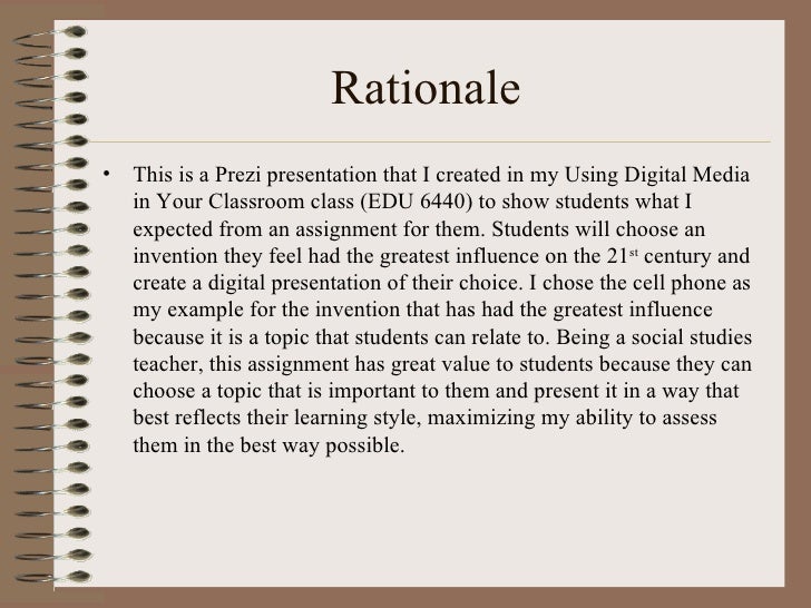 Examples of rationale statements