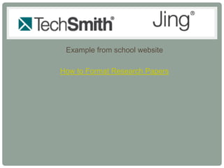 Example from school website

How to Format Research Papers
 