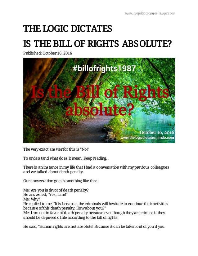 Is The Bill Of Rights Absolute 