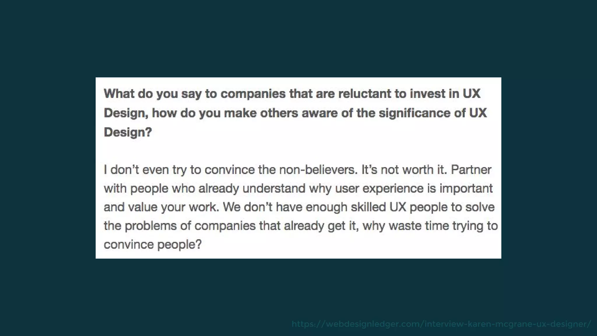 https://webdesignledger.com/interview-karen-mcgrane-ux-designer/
 