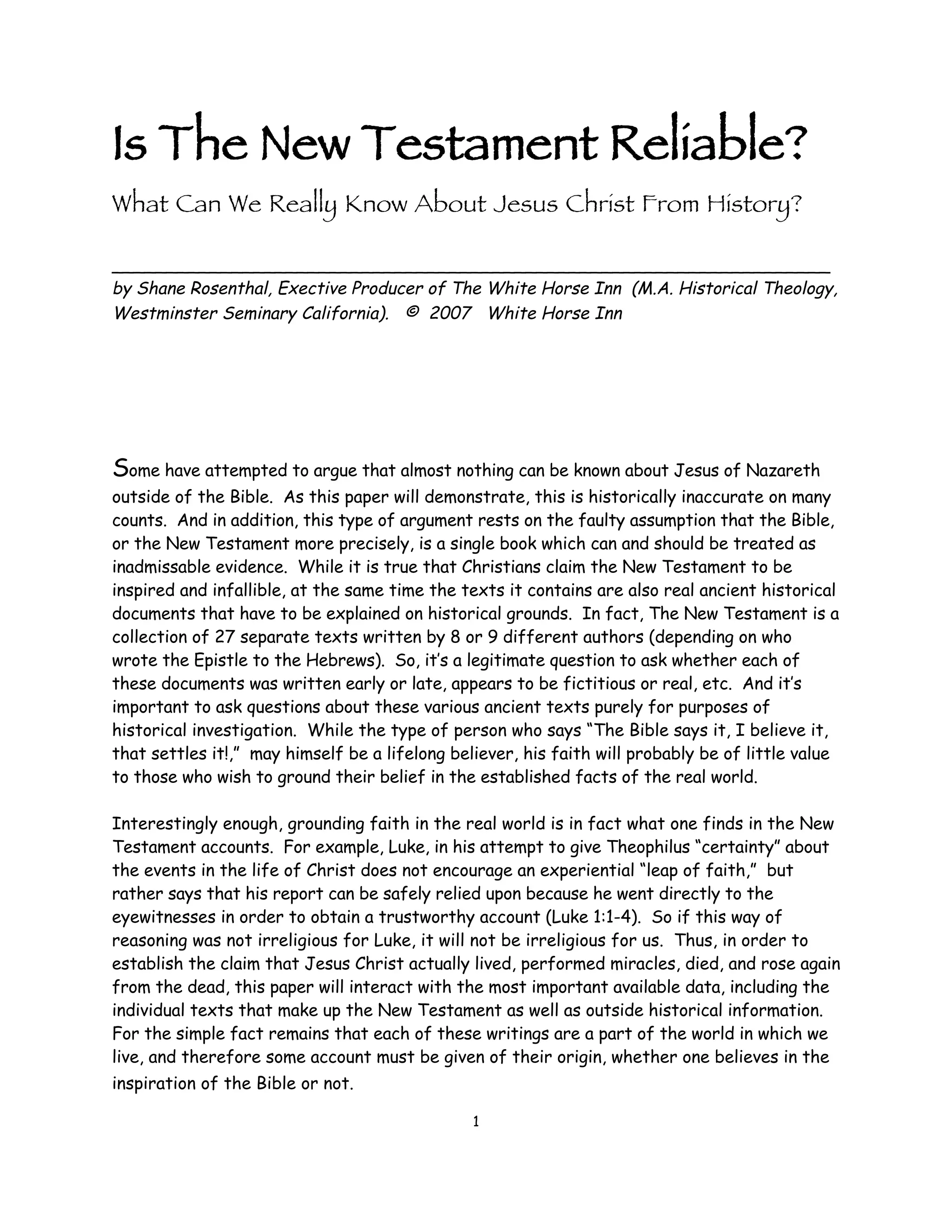 Is The New Testament Reliable