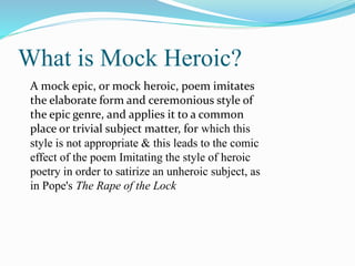 the rape of the lock as a mock heroic poem