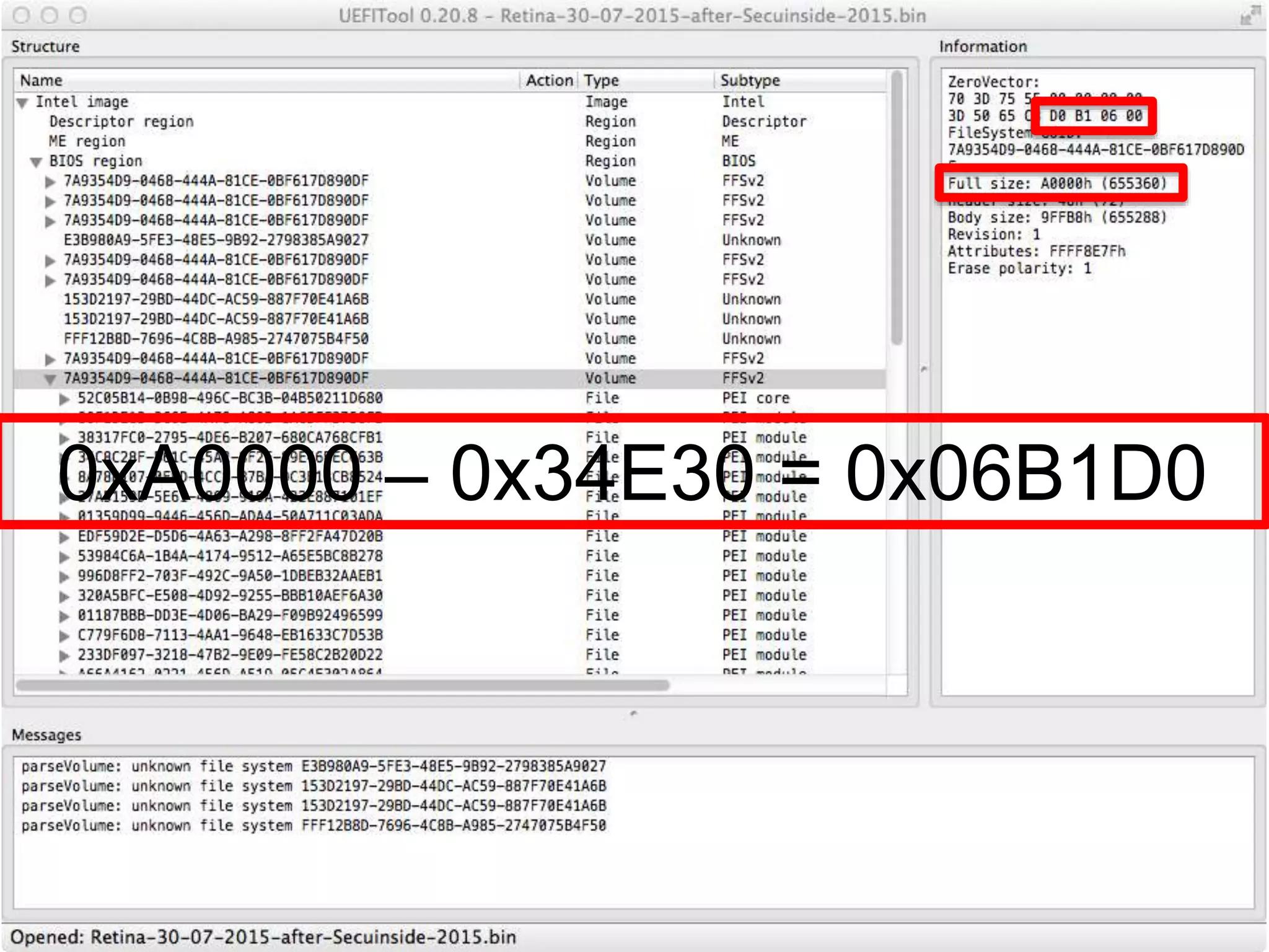 0xA0000 – 0x34E30 = 0x06B1D0
 