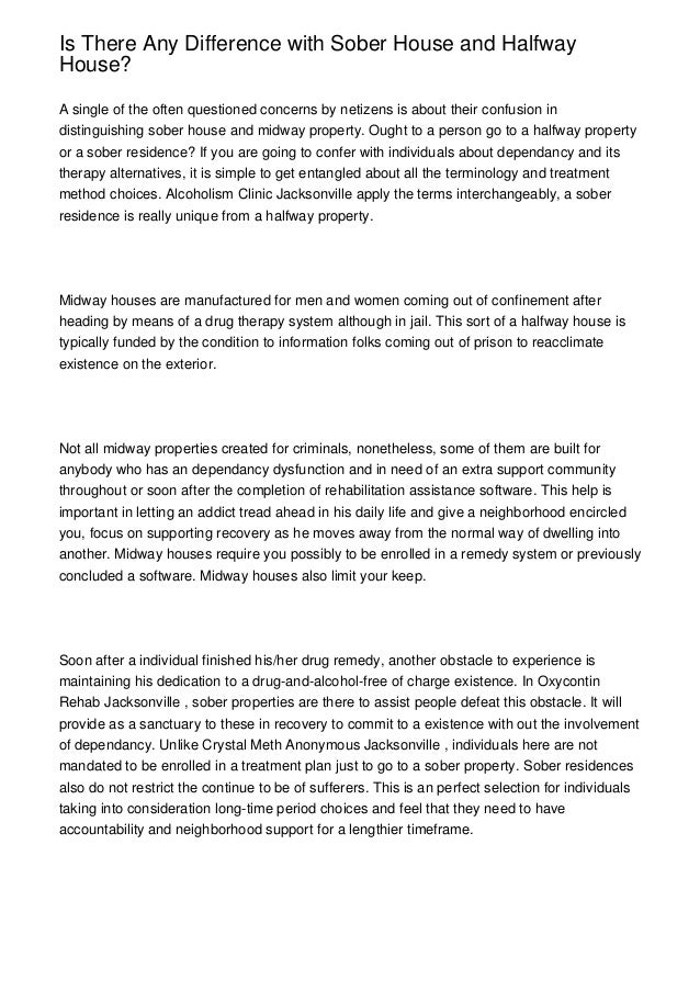 Is There Any Difference with Sober House and Halfway House?