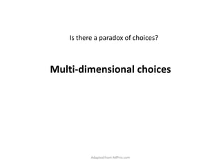 Multi-dimensional choices Is there a paradox of choices? Adapted from AdPrin.com 