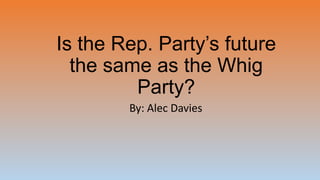 Is the Rep. Party’s future
the same as the Whig
Party?
By: Alec Davies

 