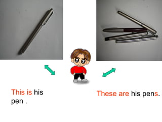 This is his   These are his pens.
pen .
 