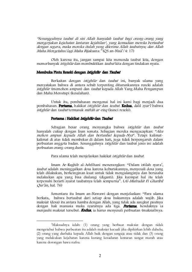 Istighfar Dan Taubat Sebagai Pintu Rezeki