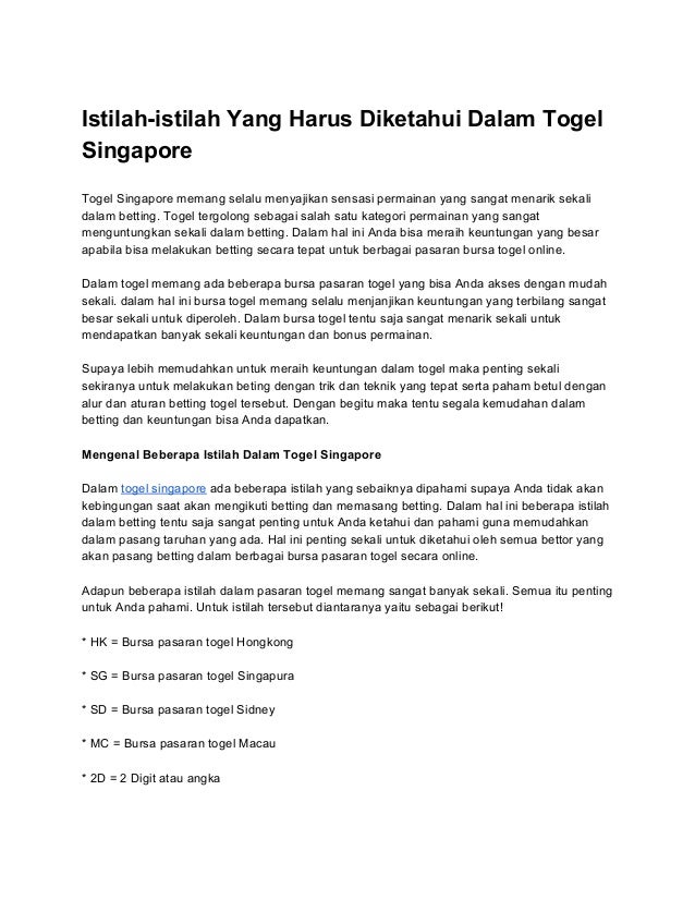 Arti Ups Togel
, Istilah Istilah Yang Harus Diketahui Dalam Togel Singapore