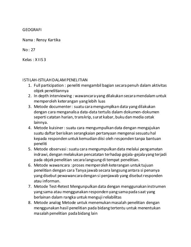 Istilah Dalam Penelitian