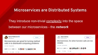 Microservices are Distributed Systems
They introduce non-trivial complexity into the space
between our microservices - the...