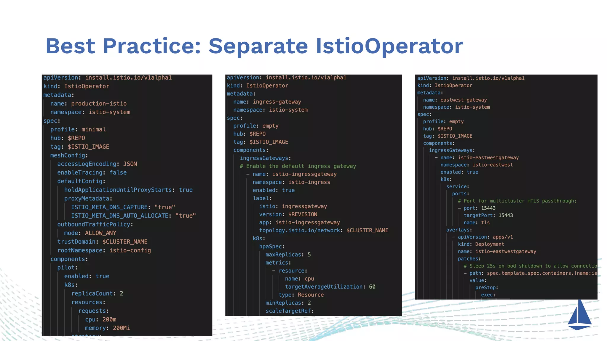 #IstioCon
Best Practice: Separate IstioOperator
 