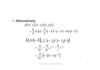 • Alternatively,
       
       TtEUTtUTt
T
E
ttU
T
E
tftftftf

 321
TT
         
  Ts
TsTs
eTs
Ts
E
e
s
E
e
Ts
E
Ts
E
tftftftf LL





11
321
2
22
Vijaya Laxmi., Dept. of EEE, BIT, Mesra 45
 