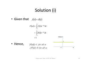 Solution (i)
• Given that    ttf 
   
 








dtet
dtetfF
tj
tj




• Hence,
 
1
 

dtet tj

 
  

allforF
allforF
0
1


29Vijaya Laxmi, Dept. of EEE, BIT, Mesra
 