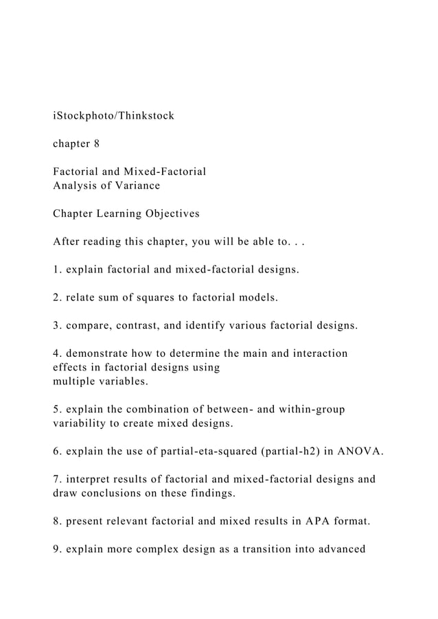 iStockphotoThinkstockchapter 8Factorial and MixedFac.docx