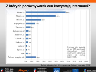?rd?o: Gemius SA, &quot;E-commerce w Polsce, czerwiec 2008 Z ktrych porwnywarek cen korzystaj? Internauci? 