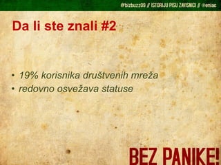 Da li ste znali #2 19% korisnika društvenih mreža redovno osvežava statuse 