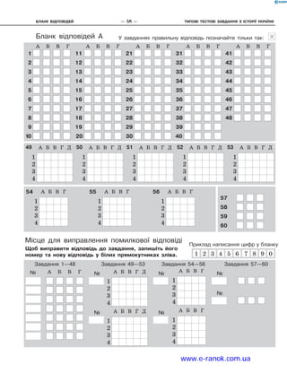 Бланк відповідей	 —  58  —	 Типові тестові ЗАВДАННЯ з історії україни
Бланк відповідей А
1	
ГГ
А Б В Г Д
1
2
3
4
А Б В Г Д
1
2
3
4
А Б В Г
1
2
3
4
А Б В Г
1
2
3
4
А Б ВА Б В
2	
ГГ
А Б В Г Д
1
2
3
4
А Б В Г Д
1
2
3
4
А Б В Г
1
2
3
4
А Б В Г
1
2
3
4
А Б ВА Б В
3	
ГГ
А Б В Г Д
1
2
3
4
А Б В Г Д
1
2
3
4
А Б В Г
1
2
3
4
А Б В Г
1
2
3
4
А Б ВА Б В
4	
ГГ
А Б В Г Д
1
2
3
4
А Б В Г Д
1
2
3
4
А Б В Г
1
2
3
4
А Б В Г
1
2
3
4
А Б ВА Б В
5	
ГГ
А Б В Г Д
1
2
3
4
А Б В Г Д
1
2
3
4
А Б В Г
1
2
3
4
А Б В Г
1
2
3
4
А Б ВА Б В
6	
ГГ
А Б В Г Д
1
2
3
4
А Б В Г Д
1
2
3
4
А Б В Г
1
2
3
4
А Б В Г
1
2
3
4
А Б ВА Б В
7	
ГГ
А Б В Г Д
1
2
3
4
А Б В Г Д
1
2
3
4
А Б В Г
1
2
3
4
А Б В Г
1
2
3
4
А Б ВА Б В
8	
ГГ
А Б В Г Д
1
2
3
4
А Б В Г Д
1
2
3
4
А Б В Г
1
2
3
4
А Б В Г
1
2
3
4
А Б ВА Б В
9	
ГГ
А Б В Г Д
1
2
3
4
А Б В Г Д
1
2
3
4
А Б В Г
1
2
3
4
А Б В Г
1
2
3
4
А Б ВА Б В
10	
ГГ
А Б В Г Д
1
2
3
4
А Б В Г Д
1
2
3
4
А Б В Г
1
2
3
4
А Б В Г
1
2
3
4
А Б ВА Б В
11	
ГГ
А Б В Г Д
1
2
3
4
А Б В Г Д
1
2
3
4
А Б В Г
1
2
3
4
А Б В Г
1
2
3
4
А Б ВА Б В
12	
ГГ
А Б В Г Д
1
2
3
4
А Б В Г Д
1
2
3
4
А Б В Г
1
2
3
4
А Б В Г
1
2
3
4
А Б ВА Б В
13	
ГГ
А Б В Г Д
1
2
3
4
А Б В Г Д
1
2
3
4
А Б В Г
1
2
3
4
А Б В Г
1
2
3
4
А Б ВА Б В
14	
ГГ
А Б В Г Д
1
2
3
4
А Б В Г Д
1
2
3
4
А Б В Г
1
2
3
4
А Б В Г
1
2
3
4
А Б ВА Б В
15	
ГГ
А Б В Г Д
1
2
3
4
А Б В Г Д
1
2
3
4
А Б В Г
1
2
3
4
А Б В Г
1
2
3
4
А Б ВА Б В
16	
ГГ
А Б В Г Д
1
2
3
4
А Б В Г Д
1
2
3
4
А Б В Г
1
2
3
4
А Б В Г
1
2
3
4
А Б ВА Б В
17	
ГГ
А Б В Г Д
1
2
3
4
А Б В Г Д
1
2
3
4
А Б В Г
1
2
3
4
А Б В Г
1
2
3
4
А Б ВА Б В
18	
ГГ
А Б В Г Д
1
2
3
4
А Б В Г Д
1
2
3
4
А Б В Г
1
2
3
4
А Б В Г
1
2
3
4
А Б ВА Б В
19	
ГГ
А Б В Г Д
1
2
3
4
А Б В Г Д
1
2
3
4
А Б В Г
1
2
3
4
А Б В Г
1
2
3
4
А Б ВА Б В
20	
ГГ
А Б В Г Д
1
2
3
4
А Б В Г Д
1
2
3
4
А Б В Г
1
2
3
4
А Б В Г
1
2
3
4
А Б ВА Б В
21	
ГГ
А Б В Г Д
1
2
3
4
А Б В Г Д
1
2
3
4
А Б В Г
1
2
3
4
А Б В Г
1
2
3
4
А Б ВА Б В
22	
ГГ
А Б В Г Д
1
2
3
4
А Б В Г Д
1
2
3
4
А Б В Г
1
2
3
4
А Б В Г
1
2
3
4
А Б ВА Б В
23	
ГГ
А Б В Г Д
1
2
3
4
А Б В Г Д
1
2
3
4
А Б В Г
1
2
3
4
А Б В Г
1
2
3
4
А Б ВА Б В
24	
ГГ
А Б В Г Д
1
2
3
4
А Б В Г Д
1
2
3
4
А Б В Г
1
2
3
4
А Б В Г
1
2
3
4
А Б ВА Б В
25	
ГГ
А Б В Г Д
1
2
3
4
А Б В Г Д
1
2
3
4
А Б В Г
1
2
3
4
А Б В Г
1
2
3
4
А Б ВА Б В
26	
ГГ
А Б В Г Д
1
2
3
4
А Б В Г Д
1
2
3
4
А Б В Г
1
2
3
4
А Б В Г
1
2
3
4
А Б ВА Б В
27	
ГГ
А Б В Г Д
1
2
3
4
А Б В Г Д
1
2
3
4
А Б В Г
1
2
3
4
А Б В Г
1
2
3
4
А Б ВА Б В
28	
ГГ
А Б В Г Д
1
2
3
4
А Б В Г Д
1
2
3
4
А Б В Г
1
2
3
4
А Б В Г
1
2
3
4
А Б ВА Б В
29	
ГГ
А Б В Г Д
1
2
3
4
А Б В Г Д
1
2
3
4
А Б В Г
1
2
3
4
А Б В Г
1
2
3
4
А Б ВА Б В
30	
ГГ
А Б В Г Д
1
2
3
4
А Б В Г Д
1
2
3
4
А Б В Г
1
2
3
4
А Б В Г
1
2
3
4
А Б ВА Б В
31
ГГ
А Б В Г Д
1
2
3
4
А Б В Г Д
1
2
3
4
А Б В Г
1
2
3
4
А Б В Г
1
2
3
4
А Б ВА Б В
32	
ГГ
А Б В Г Д
1
2
3
4
А Б В Г Д
1
2
3
4
А Б В Г
1
2
3
4
А Б В Г
1
2
3
4
А Б ВА Б В
33	
ГГ
А Б В Г Д
1
2
3
4
А Б В Г Д
1
2
3
4
А Б В Г
1
2
3
4
А Б В Г
1
2
3
4
А Б ВА Б В
34	
ГГ
А Б В Г Д
1
2
3
4
А Б В Г Д
1
2
3
4
А Б В Г
1
2
3
4
А Б В Г
1
2
3
4
А Б ВА Б В
35	
ГГ
А Б В Г Д
1
2
3
4
А Б В Г Д
1
2
3
4
А Б В Г
1
2
3
4
А Б В Г
1
2
3
4
А Б ВА Б В
36	
ГГ
А Б В Г Д
1
2
3
4
А Б В Г Д
1
2
3
4
А Б В Г
1
2
3
4
А Б В Г
1
2
3
4
А Б ВА Б В
37	
ГГ
А Б В Г Д
1
2
3
4
А Б В Г Д
1
2
3
4
А Б В Г
1
2
3
4
А Б В Г
1
2
3
4
А Б ВА Б В
38	
ГГ
А Б В Г Д
1
2
3
4
А Б В Г Д
1
2
3
4
А Б В Г
1
2
3
4
А Б В Г
1
2
3
4
А Б ВА Б В
39	
ГГ
А Б В Г Д
1
2
3
4
А Б В Г Д
1
2
3
4
А Б В Г
1
2
3
4
А Б В Г
1
2
3
4
А Б ВА Б В
40	
ГГ
А Б В Г Д
1
2
3
4
А Б В Г Д
1
2
3
4
А Б В Г
1
2
3
4
А Б В Г
1
2
3
4
А Б ВА Б В
41	
ГГ
А Б В Г Д
1
2
3
4
А Б В Г Д
1
2
3
4
А Б В Г
1
2
3
4
А Б В Г
1
2
3
4
А Б ВА Б В
42	
ГГ
А Б В Г Д
1
2
3
4
А Б В Г Д
1
2
3
4
А Б В Г
1
2
3
4
А Б В Г
1
2
3
4
А Б ВА Б В
43	
ГГ
А Б В Г Д
1
2
3
4
А Б В Г Д
1
2
3
4
А Б В Г
1
2
3
4
А Б В Г
1
2
3
4
А Б ВА Б В
44	
ГГ
А Б В Г Д
1
2
3
4
А Б В Г Д
1
2
3
4
А Б В Г
1
2
3
4
А Б В Г
1
2
3
4
А Б ВА Б В
45	
ГГ
А Б В Г Д
1
2
3
4
А Б В Г Д
1
2
3
4
А Б В Г
1
2
3
4
А Б В Г
1
2
3
4
А Б ВА Б В
46	
ГГ
А Б В Г Д
1
2
3
4
А Б В Г Д
1
2
3
4
А Б В Г
1
2
3
4
А Б В Г
1
2
3
4
А Б ВА Б В
47	
ГГ
А Б В Г Д
1
2
3
4
А Б В Г Д
1
2
3
4
А Б В Г
1
2
3
4
А Б В Г
1
2
3
4
А Б ВА Б В
48	
ГГ
А Б В Г Д
1
2
3
4
А Б В Г Д
1
2
3
4
А Б В Г
1
2
3
4
А Б В Г
1
2
3
4
А Б ВА Б В
	
ГГ
А Б В Г Д
1
2
3
4
А Б В Г Д
1
2
3
4
А Б В Г
1
А Б В Г
1
А Б ВА Б В
	
ГГ
А Б В Г Д
1
2
3
4
А Б В Г Д
1
2
3
4
А Б В ГА Б В Г
А Б ВА Б В
	
ГГ
А Б В Г Д
1
2
3
4
А Б В Г Д
1
2
3
4
А Б ВА Б В
	
ГГ
А Б В Г Д
1
2
3
4
А Б В Г Д
1
2
3
4
А Б ВА Б В
	
ГГ
А Б В Г Д
1
2
3
А Б В Г Д
1
2
3
А Б ВА Б В
	
ГГ
А Б В Г Д
1
2
А Б В Г Д
1
2
А Б ВА Б В
	
ГГ
А Б В Г Д
1
А Б В Г Д
1
А Б ВА Б В
ГГ
А Б В Г Д
1
2
3
4
А Б В Г Д
1
2
3
4
А Б В Г
1
2
3
4
А Б В Г
1
2
3
4
А Б ВА Б В
ГГ
А Б В Г Д
1
2
3
4
А Б В Г Д
1
2
3
4
А Б В Г
1
А Б В Г
1
А Б ВА Б В
ГГ
А Б В Г Д
1
2
3
4
А Б В Г Д
1
2
3
4
А Б В Г
1
2
3
4
А Б В Г
1
2
3
4
А Б ВА Б В ГГ
А Б В Г Д
1
2
3
4
А Б В Г Д
1
2
3
4
А Б В Г
1
2
3
4
А Б В Г
1
2
3
4
А Б ВА Б В ГГ
А Б В Г Д
1
2
3
4
А Б В Г Д
1
2
3
4
А Б В Г
1
2
3
4
А Б В Г
1
2
3
4
А Б ВА Б В ГГ
А Б В Г Д
1
2
3
4
А Б В Г Д
1
2
3
4
А Б В Г
1
2
3
4
А Б В Г
1
2
3
4
А Б ВА Б В
57	
ГГ
А Б В Г Д
1
2
3
4
А Б В Г Д
1
2
3
4
А Б В Г
1
2
3
4
А Б В Г
1
2
3
4
А Б ВА Б В
58	
ГГ
А Б В Г Д
1
2
3
4
А Б В Г Д
1
2
3
4
А Б В Г
1
2
3
4
А Б В Г
1
2
3
4
А Б ВА Б В
59	
ГГ
А Б В Г Д
1
2
3
4
А Б В Г Д
1
2
3
4
А Б В Г
1
2
3
4
А Б В Г
1
2
3
4
А Б ВА Б В
60	
ГГ
А Б В Г Д
1
2
3
4
А Б В Г Д
1
2
3
4
А Б В Г
1
2
3
4
А Б В Г
1
2
3
4
А Б ВА Б В
ГГ
А Б В Г Д
1
2
3
4
А Б В Г Д
1
2
3
4
А Б В Г
1
2
3
4
А Б В Г
1
2
3
4
А Б ВА Б В
Місце для виправлення помилкової відповіді
Щоб виправити відповідь до завдання, запишіть його
номер та нову відповідь у  білих прямокутниках зліва. 1 2 3 4 5 6 7 8 9 0
Приклад написання цифр у бланку
№ № № №
№
№ №
ГГ
А Б В Г Д
1
2
3
4
А Б В Г Д
1
2
3
4
А Б В Г
1
2
3
4
А Б В Г
1
2
3
4
А Б ВА Б В
ГГ
А Б В Г Д
1
2
3
4
А Б В Г Д
1
2
3
4
А Б В Г
1
2
3
4
А Б В Г
1
2
3
4
А Б ВА Б В
ГГ
А Б В Г Д
1
2
3
4
А Б В Г Д
1
2
3
4
А Б В Г
1
2
3
4
А Б В Г
1
2
3
4
А Б ВА Б В
ГГ
А Б В Г Д
1
2
3
4
А Б В Г Д
1
2
3
4
А Б В Г
1
2
3
4
А Б В Г
1
2
3
4
А Б ВА Б В
ГГ
А Б В Г Д
1
2
3
4
А Б В Г Д
1
2
3
4
А Б В ГА Б В Г
А Б ВА Б В
ГГ
А Б В Г Д
1
2
3
4
А Б В Г Д
1
2
3
4
А Б В Г
1
2
3
4
А Б В Г
1
2
3
4
А Б ВА Б В
Завдання 1—48 Завдання 49—53 Завдання 54—56 Завдання 57—60
У завданнях правильну відповідь позначайте тільки так:
49	
ГГ
А Б В Г Д
1
2
3
4
А Б В Г Д
1
2
3
4
А Б В Г
1
2
3
4
А Б В Г
1
2
3
4
А Б ВА Б В
50	
ГГ
А Б В Г Д
1
2
3
4
А Б В Г Д
1
2
3
4
А Б В Г
1
2
3
4
А Б В Г
1
2
3
4
А Б ВА Б В
51	
ГГ
А Б В Г Д
1
2
3
4
А Б В Г Д
1
2
3
4
А Б В Г
1
2
3
4
А Б В Г
1
2
3
4
А Б ВА Б В
52	
ГГ
А Б В Г Д
1
2
3
4
А Б В Г Д
1
2
3
4
А Б В Г
1
2
3
4
А Б В Г
1
2
3
4
А Б ВА Б В
53	
ГГ
А Б В Г Д
1
2
3
4
А Б В Г Д
1
2
3
4
А Б В Г
1
2
3
4
А Б В Г
1
2
3
4
А Б ВА Б В
54	
ГГ
А Б В Г Д
1
2
3
4
А Б В Г Д
1
2
3
4
А Б В Г
1
2
3
4
А Б В Г
1
2
3
4
А Б ВА Б В
55	
ГГ
А Б В Г Д
1
2
3
4
А Б В Г Д
1
2
3
4
А Б В Г
1
2
3
4
А Б В Г
1
2
3
4
А Б ВА Б В
56	
ГГ
А Б В Г Д
1
2
3
4
А Б В Г Д
1
2
3
4
А Б В Г
1
2
3
4
А Б В Г
1
2
3
4
А Б ВА Б В
www.e-ranok.com.ua
 