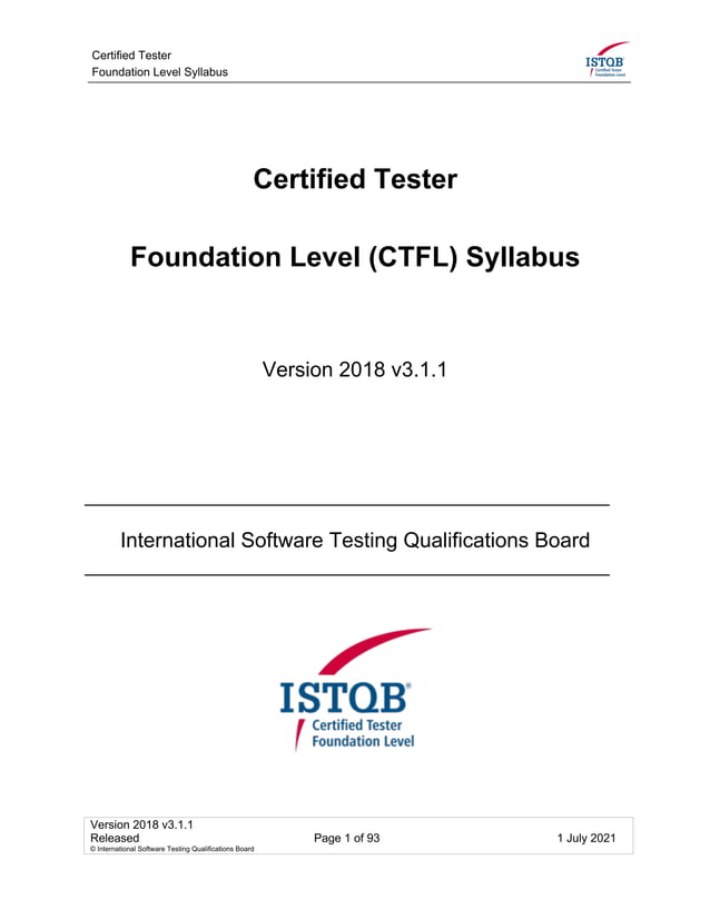 ISTQB-CTFL Schulungsunterlagen