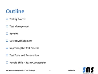ISTQB Advanced Test Manager Training 2012 - Testing Process | PPTX