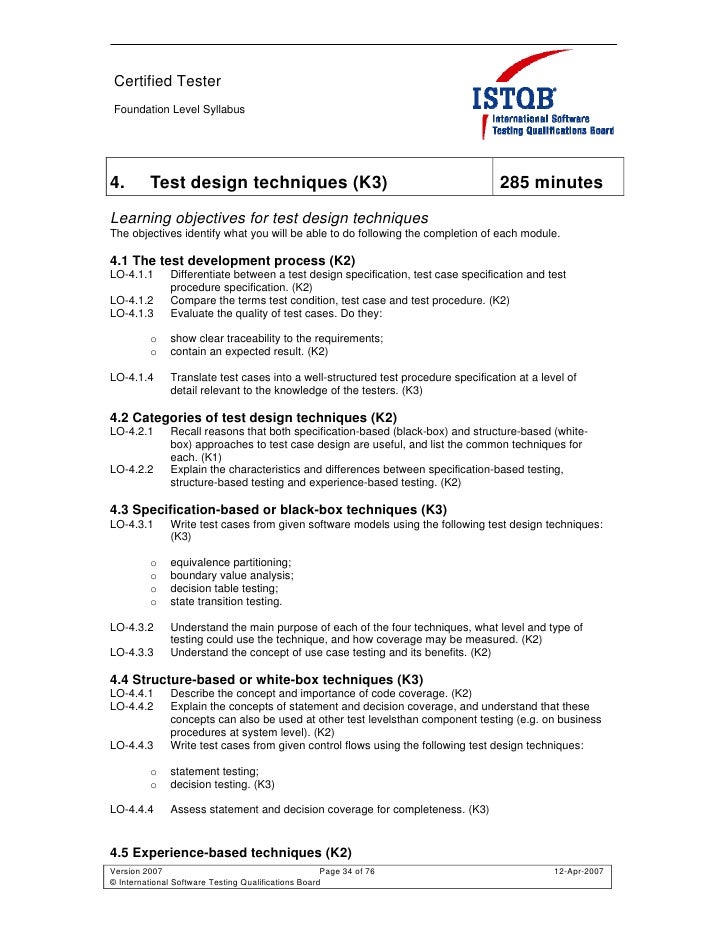 ISTQB Syllabus Foundation