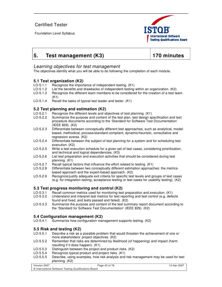 ISTQB Syllabus Foundation
