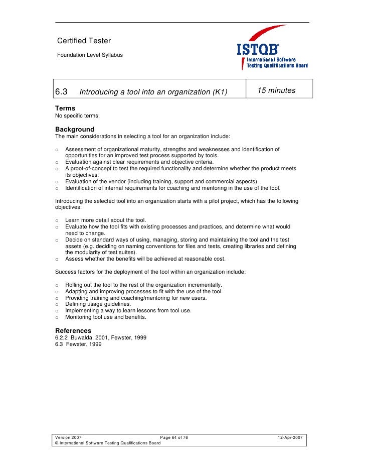 ISTQB Syllabus Foundation