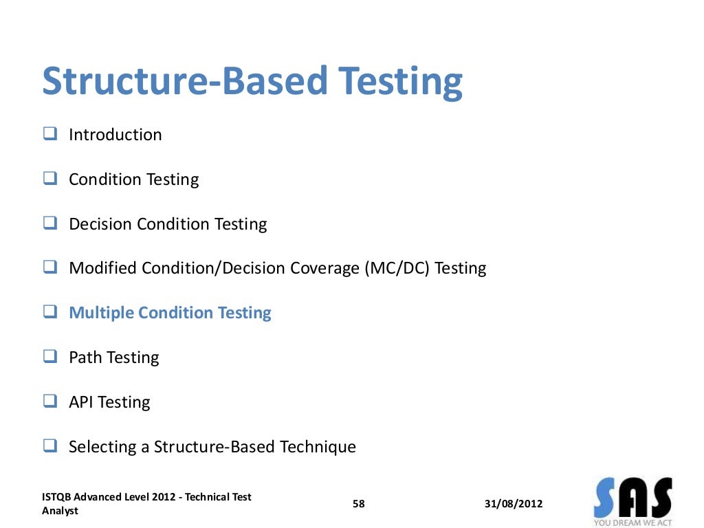 ISTQB Technical Test Analyst 2012 Training StructureBased Testing