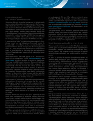 2016 Internet Security Threat Report 46
TARGETED ATTACKS
Cybersabotage and
the Threat of “Hybrid Warfare”
The notion of hybrid threats has been around for a long time in
cybersecurity, traditionally referring to malware that has many
different attack vectors―such as dropping malicious Trojan code
onto an infected device and infecting other code on the system,
while spreading itself through email or some other means. The
term “hybrid warfare,” however refers to a type of warfare that
is a combination of conventional and unconventional informa-
tion and cyber warfare. According to NATO, “the term appeared
at least as early as 2005 and was subsequently used to describe
the strategy used by the Hezbollah in the 2006 Lebanon War.”
It wasn’t until the end of 2015 where speculations about cybers-
abotage turned into real indications of one such attack. On
December 23, a power failure hit the Ivano-Frankivisk region
in western Ukraine. Details emerged over the coming days and
weeks of a multi-pronged cyber attack that not only disabled
power in eight provinces in the region, but also masked the
activity of the attackers and made it difficult to assess the extent
of the outage.
The malware behind the attack appears to be a potent combi-
nation of the BlackEnergy Trojan (Backdoor.Lancafdo) and
Trojan.Disakil. In order to carry out the attack, the BlackEnergy
Trojan was most likely used to traverse the network, allowing
the attackers to gather information about the computers they
compromised until they reached the critical systems that
allowed them to disconnect breakers, resulting in the loss of
electricity in the region. However, it doesn’t appear as though
the Trojan itself disconnected the power. Rather, it allowed the
attackers to discover the critical systems and then gain full
control of them, after which they could use the original software
on these systems to take down the power grid.
While noteworthy to this point, the attackers responsible appear
to have planned the attack to such an extent that they were able
to prolong the outage beyond the point it was pinpointed as an
actual cyberattack. One way they were able to do this was by
performing a telephone denial-of-service (TDoS) attack against
the power supplier’s call center, preventing customers from
calling in, and leaving operators in the dark as to the extent of
the outage.
However, the one-two punch in the attack appears to be tied
to the use of Trojan.Disakil in the attack. A highly destructive
Trojan, Disakil was likely used to overwrite system files and wipe
master boot records on computers that operators would turn to
in order to bring the power back online. So not only was the
power taken down, so too were the systems used to restore it,
forcing operators to manually restore power in circumstances
they normally would be able to do so through available software.
Aswithanycyberattack,attributioncanbedifficulttodetermine.
Based on circumstantial evidence and current geopolitical
disputes, it is fairly easy to draw conclusions; however, there is
no smoking gun in this case. What is known is that the group
behind the BlackEnergy Trojan has been active for many years
and has targeted multiple organizations in the Ukraine, as well
as Western European countries, NATO, and others. Around the
time of these attacks, this group was also discovered attacking
media organizations in the Ukraine. It is likely this won’t be the
last we hear of them.
The cybersabotage attacks in Ukraine generated much debate
about the use and effectiveness of hybrid warfare, and it is likely
this won’t be the last we hear of these types of attacks, particu-
larly as international tensions remain high in some parts of the
world, and managing the risks from cyberterrorism moves up
the agenda for many national governments.
Small Business and the Dirty Linen Attack
Of course, small businesses have smaller IT budgets, and conse-
quently spend less on cybersecurity than their large enterprise
counterparts. However, this trend has continued for years,
in spite evidence that shows a greater proportion of targeted
spear-phishing attacks each year are intended for small busi-
nesses.
In 2015, 43 percent of targeted spear-phishing blocked by
Symantec were destined for small businesses, compared with
34 percent in 2014. Additionally, the attackers focus narrowed,
concentrating on fewer companies, and approximately 3 percent
of small businesses were targeted in 2015, compared with 45
percent in the previous year. On average, these organizations
were targeted at least twice during the year. This shift from a
scattergun approach of more widely dispersed attacks in 2014,
to a more sniper-style line of attack converging on fewer targets
in 2015 also helps to keep these attacks below the radar.
One of the most difficult challenges is knowing when your orga-
nization is in the sights of cyber attackers, particularly when
most cybersecurity headlines focus on nation states vying for
company secrets, and the tens of millions of credit card details
and other personal data exposed in breaches. It’s all too easy to
believe that a targeted attack only happens to other companies.
However, no business is too small or too obscure to become a
target and one good example that shows this is the Dirty Linen
Attack.
Perhaps an unlikely target, General Linens Service, Inc. is a
very small company, with only one location and 35 employees.
They provide a linen service to restaurants and the hospitality
industry, including uniforms and carpet cleaning. As unlikely a
targeted as it would seem for a nation state, it was a competi-
tor, General Linen Services, LLC. that had been hidden in their
network for two years. Perhaps the similar choice of company
name was deliberate, because for two years they were able to
steal customers by accessing the targeted company’s invoices,
allowing them to see how much they were charging, giving them
a significant advantage. The question was how they achieved
this; a small business conducting cyberattacks on a rival seemed
TABLE OF CONTENTS
 