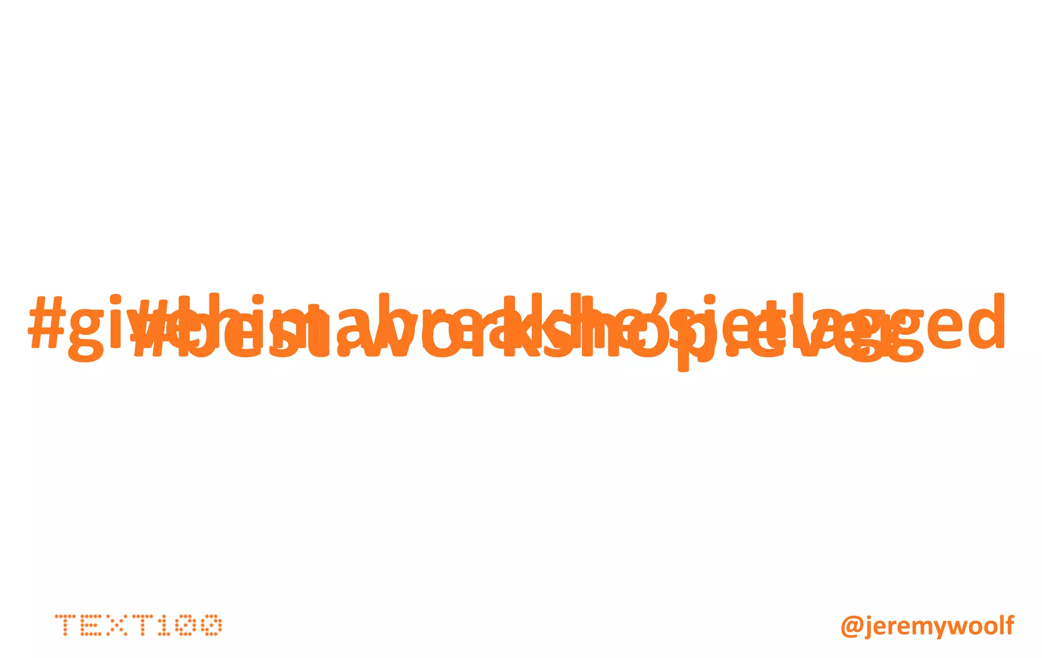 “There's going to be an
                                          opportunity over the next
                                          five years or so to pick any
                                          industry and rethink it in a
                                          social way...we think that
                                          every industry is going to be
                                          fundamentally re-thought
                                          and designed around
Mark Zuckerberg, CEO, Facebook            people.”
                    Mark Zuckerberg - World Economic Forum Annual Meeting Davos 2009,
                                                                World Economic Forum,
                         http://www.flickr.com/photos/worldeconomicforum/3488879012/
                                                                                        @jeremywoolf
 