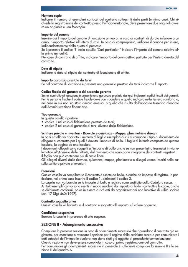 Istruzioni rli