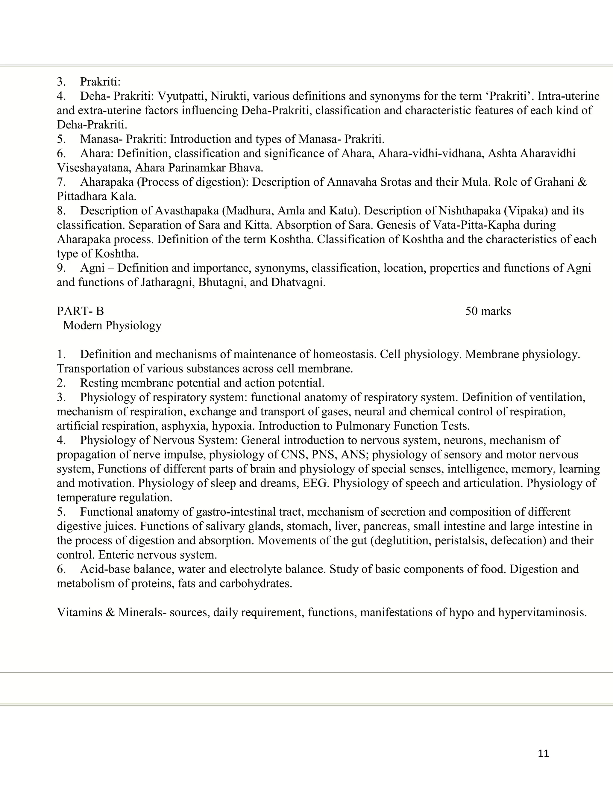 1st year syllabus for bams students